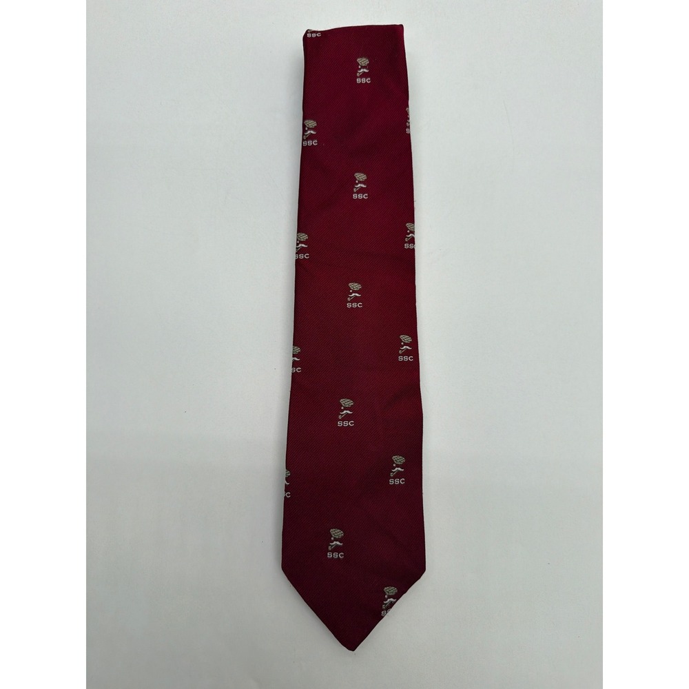 Vintage Alynn 1980 Burgundy Red Golf SSC Novelty Polyester Necktie Mens Tie